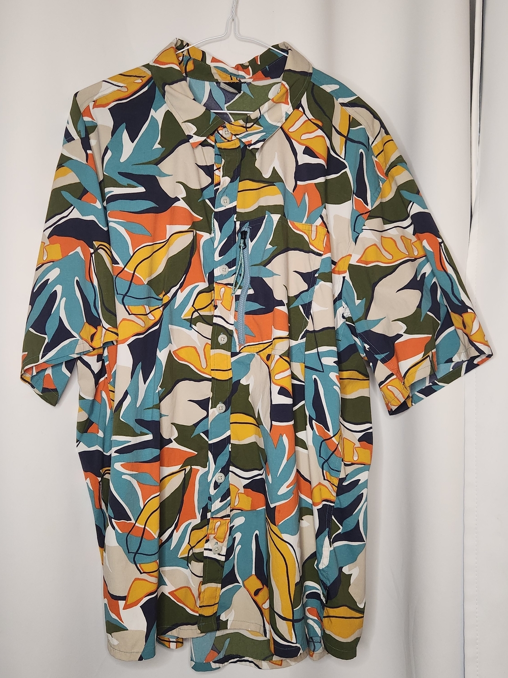 Men's Short Sleeve Tropical Print Shirt - Multicolor